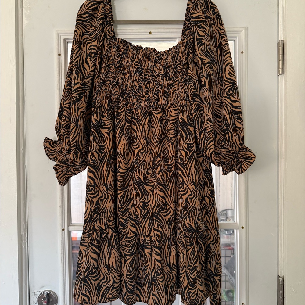 Animal Print Long Sleeve Dress